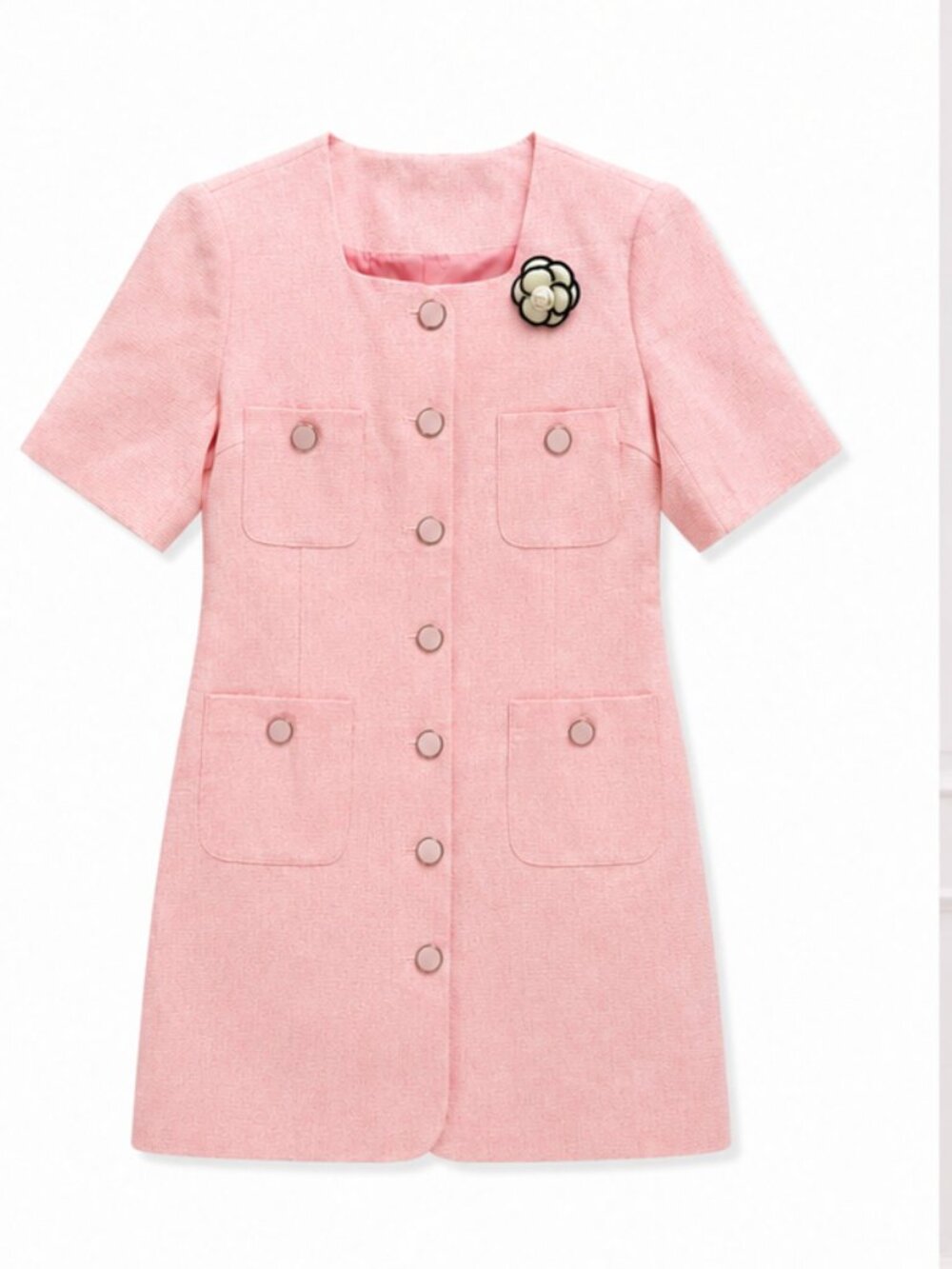 🌸 Elegant Pink Tweed Mini Dress – Size S/M – New without tags🌸